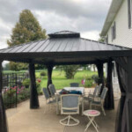 Assembled aluminum gazebo w/ double steel roof